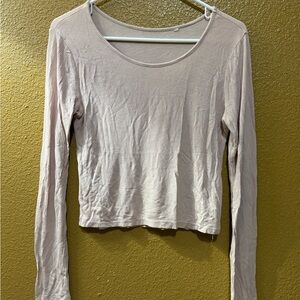 Women’s Long Sleeve Scoop Neck Ribbed Top - Light Pink